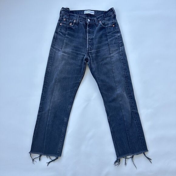 Vintage EB DENIM OG Reinvented Reconstructed Jeans Asymmetrical Black Womens 27 - Picture 2 of 11